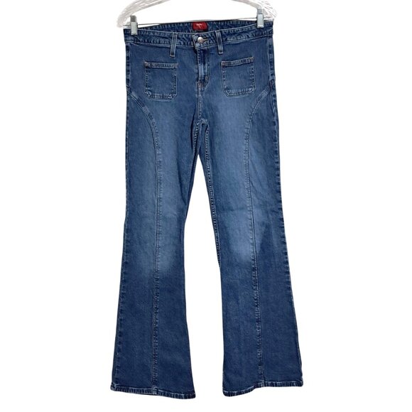 Y2K Mossimo Red Tab Low Rise Flare Jeans Stretch Size 11 Vintage - Picture 1 of 11